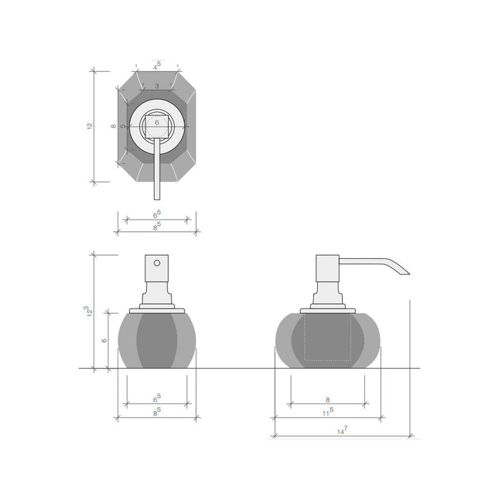 Kristall Soap Dispenser - Free Standing - 5" Brass/Glass/Anthracite/Black