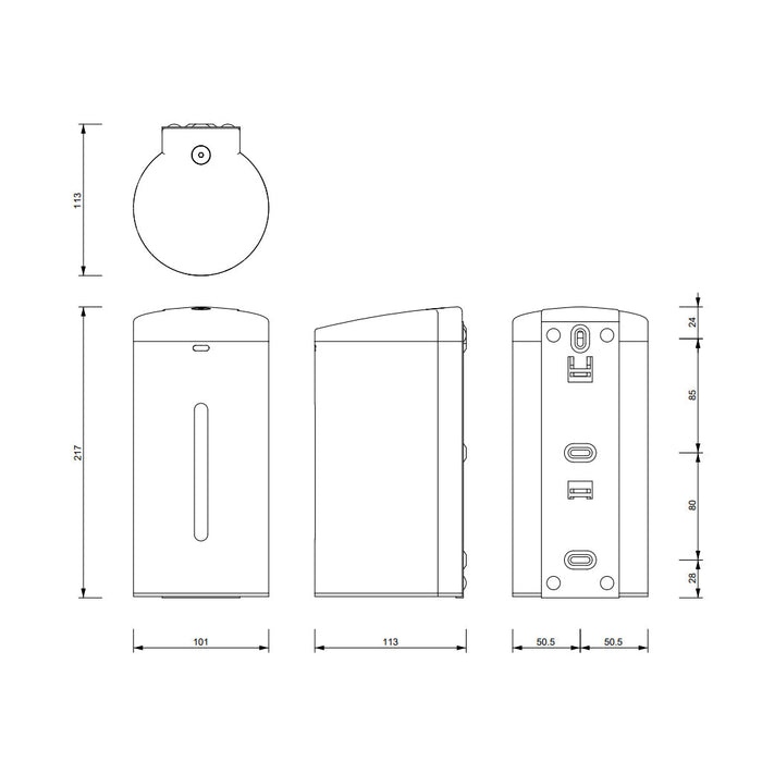 Sensor Soap Dispenser - Wall Mount - 9" Stainless Steel/Polished Chrome/Black