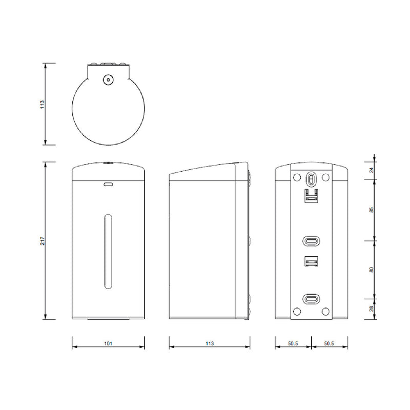 Sensor Soap Dispenser - Wall Mount - 9" Stainless Steel/Plastic/Matt Black (Final Sale)