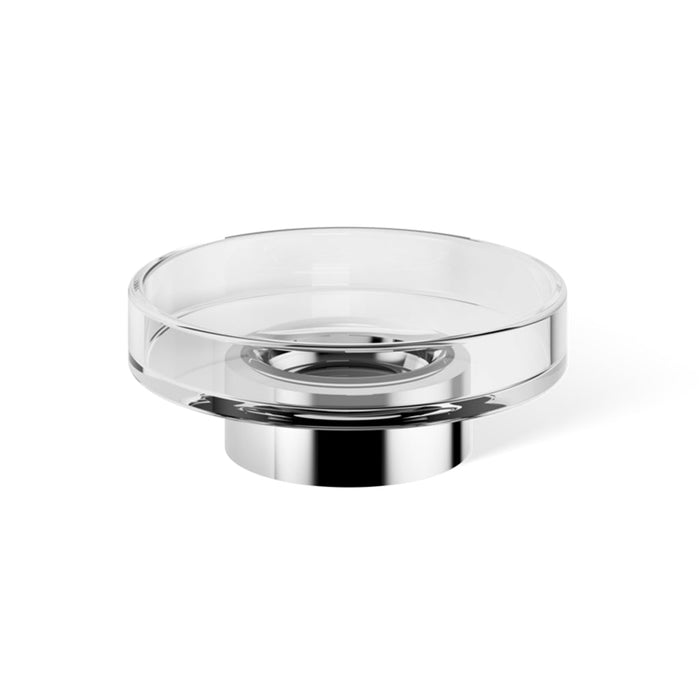 Century Soap Dish - Free Standing - 4" Brass/Glass/Polished Chrome