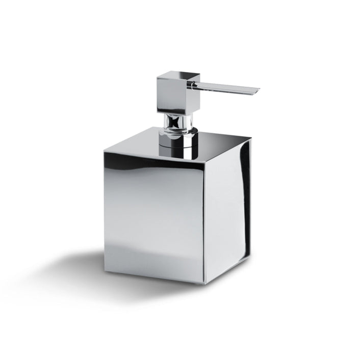 Cube Soap Dispenser - Free Standing - 6" Brass/Polished Chrome