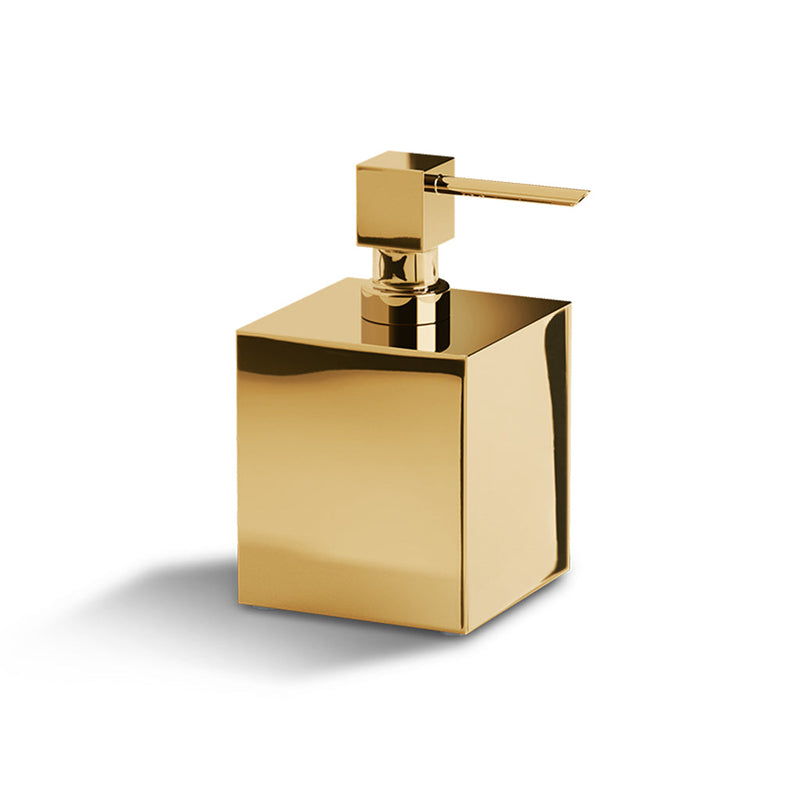 Cube Soap Dispenser - Free Standing - 6" Brass/Gold