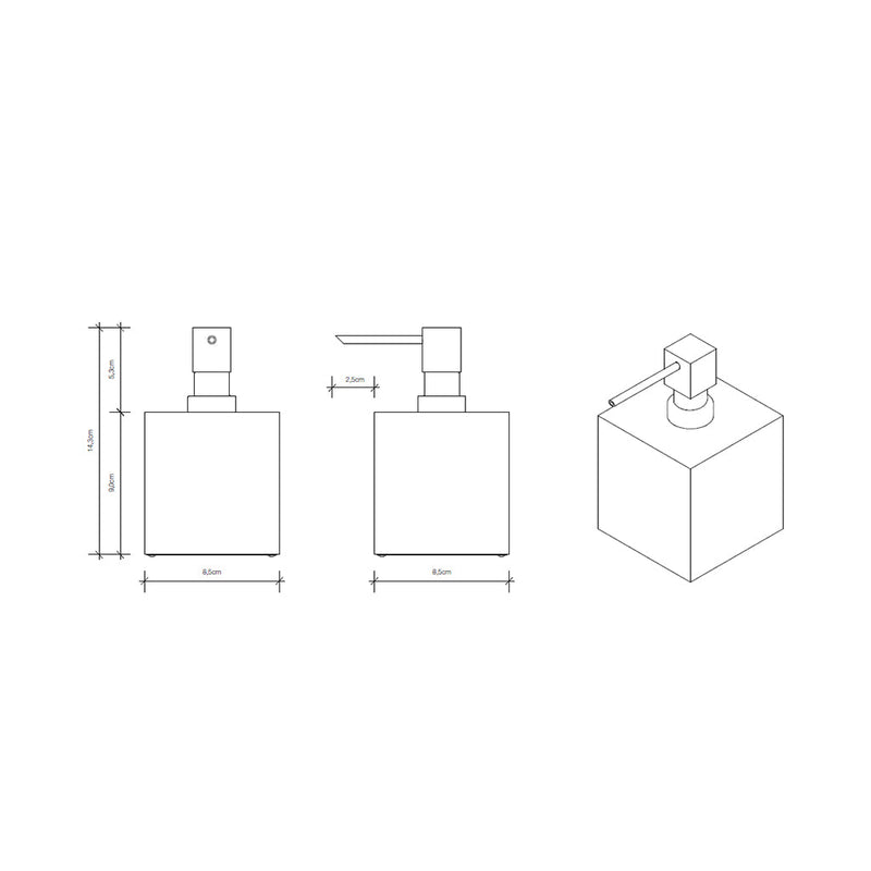 Cube Soap Dispenser - Free Standing - 6" Brass/Gold