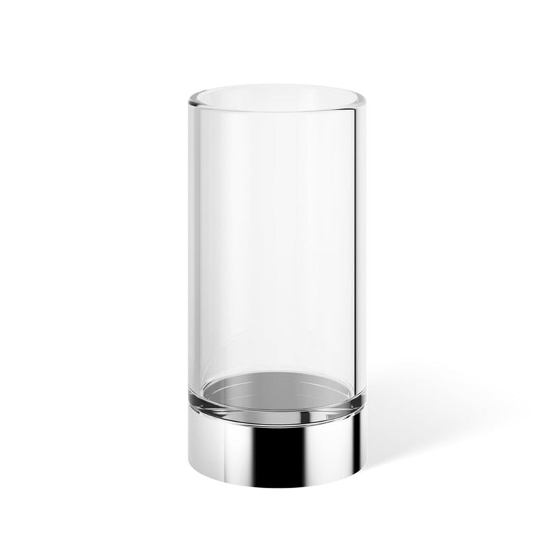 Century Toothbrush Holder - Free Standing - 5" Brass/Glass/Polished Chrome