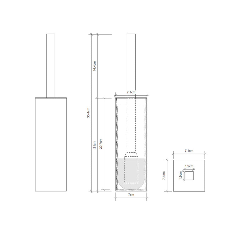 Cube Toilet Brush Holder - Free Standing - 15" Brass/Gold (Final Sale)