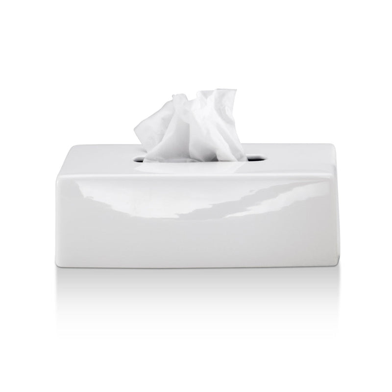 Porzellan Tissue Box - Wall Or Free Installation - 10" Porcelain/White
