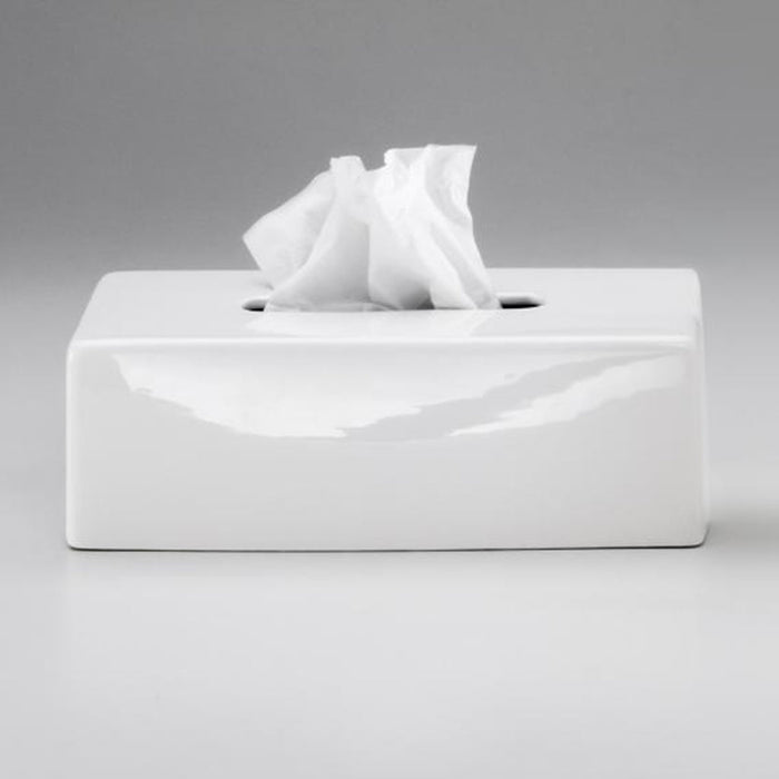 Porzellan Tissue Box - Wall Or Free Installation - 10" Porcelain/White