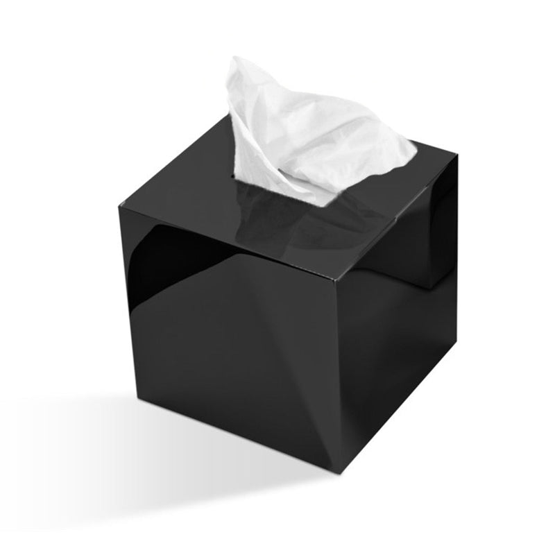Cube Tissue Box - Free Standing - 6" Brass/Matt Black
