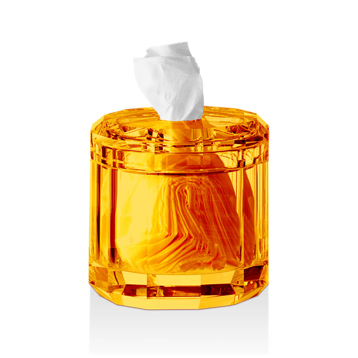 Kristall Tissue Box - Free Standing - 6" Glass/Amber