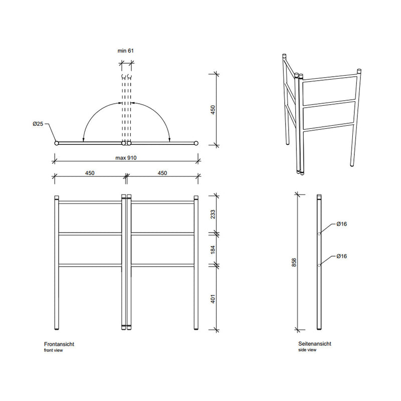 Universal Rack Towel Holder - Free Standing - 34" Steel/Polished Chrome
