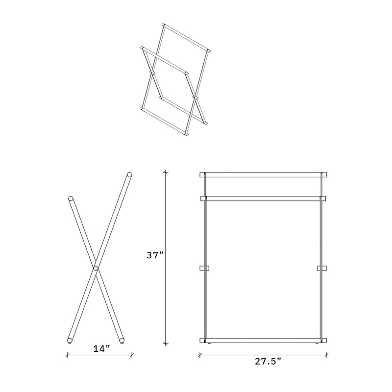 Cross 2 Bar Towel Holder - Free Standing - 37" Steel/Polished Chrome