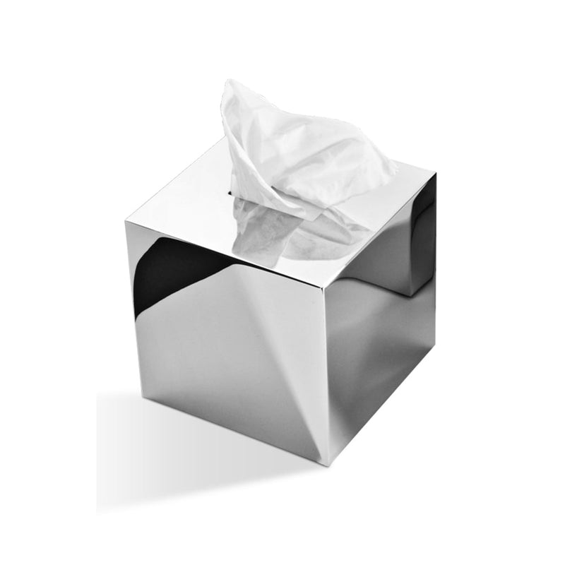 Cube Tissue Box - Free Standing - 6" Stainless Steel/Polished Chrome