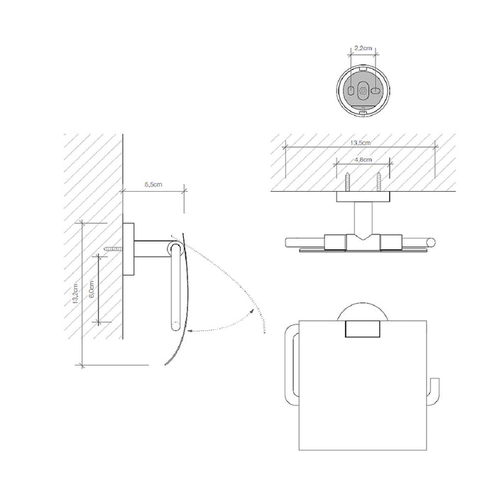 Basic Toilet Paper Holder - Wall Mount - 6" Brass/Polished Chrome