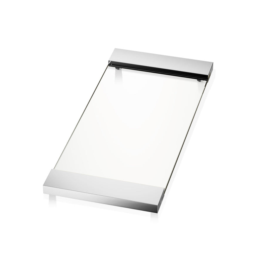 Corner Tray - Free Standing - 15" Brass/Glass/Polished Chrome