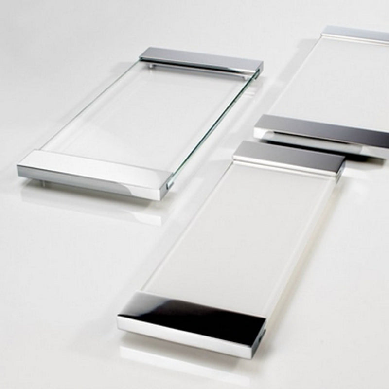 Corner Tray - Free Standing - 15" Brass/Glass/Polished Chrome - Last Unit Special Offer