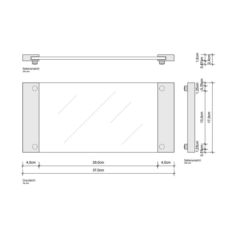 Corner Tray - Free Standing - 15" Brass/Glass/Polished Chrome - Last Unit Special Offer