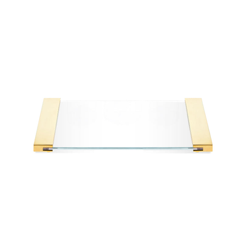 Corner Tray - Free Standing - 15" Brass/Glass/Matte Gold