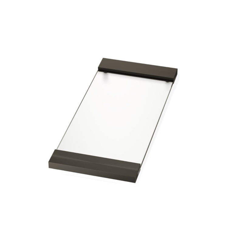Bathroom Complements Tray - Free Standing - 15" Brass/Glass/Matt Black