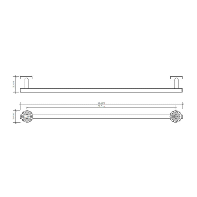 Basic Towel Holder - Wall Mount - 2" Brass/Polished Chrome