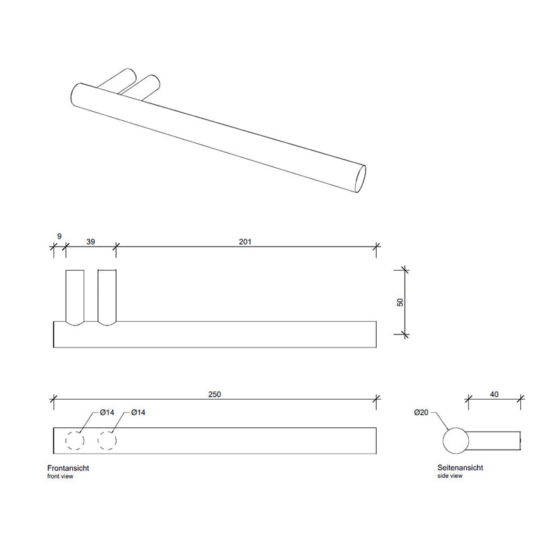 Bar Towel Holder - Wall Mount - 1" Brass/Polished Chrome