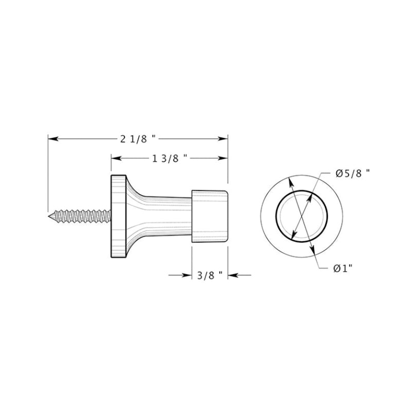 Baseboard Door Stop - Door Mount - 3" Brass/Brushed Nickel