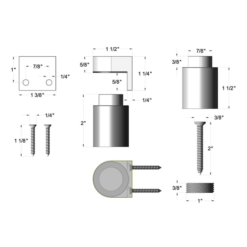 Magnetic Door Stop - Door Mount - 2" Stainless Steel/Paint Black