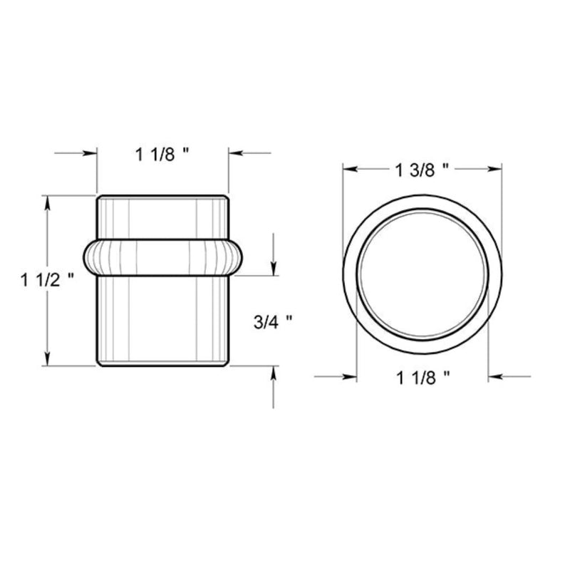 Universal Door Stop - Door Mount - 2" Brass/Brushed Nickel