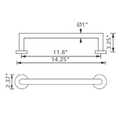 Munich Grab Bar - Wall Mount - 12" Brass/Polished Chrome