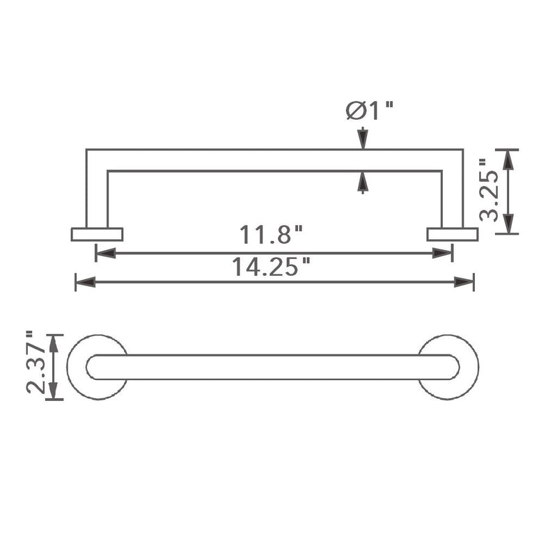 Munich Grab Bar - Wall Mount - 12" Brass/Polished Chrome