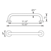 Munich Grab Bar - Wall Mount - 11" Brass/Polished Chrome