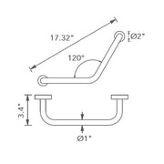Munich Reversible 120 Degrees Grab Bar - Wall Mount - 15" Brass/Polished Chrome