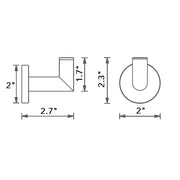 Munich Single Hook - Wall Mount - 2" Brass/Matt Black