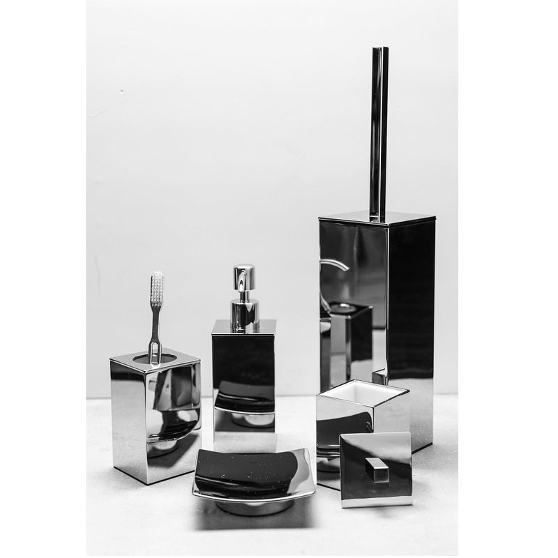 Cubic Multipurpose Box - Free Standing - 4" Brass/Polished Chrome