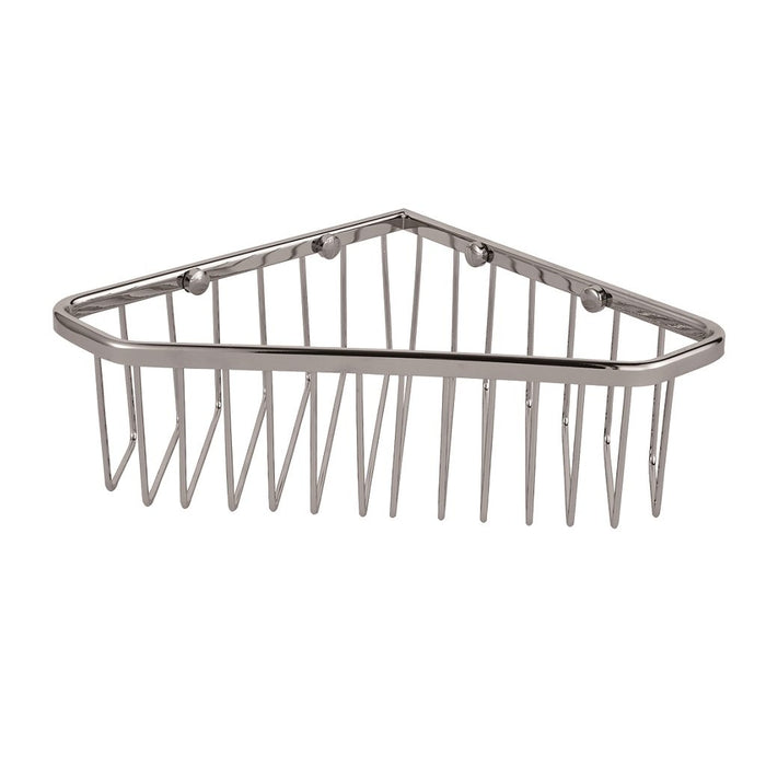 Flat Shower Basket - Wall Mount - 8" Brass/Polished Chrome
