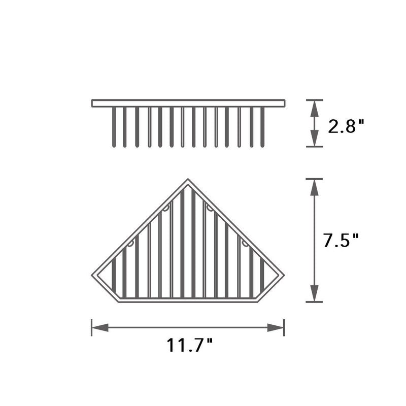 Flat Shower Basket - Wall Mount - 8" Brass/Polished Chrome