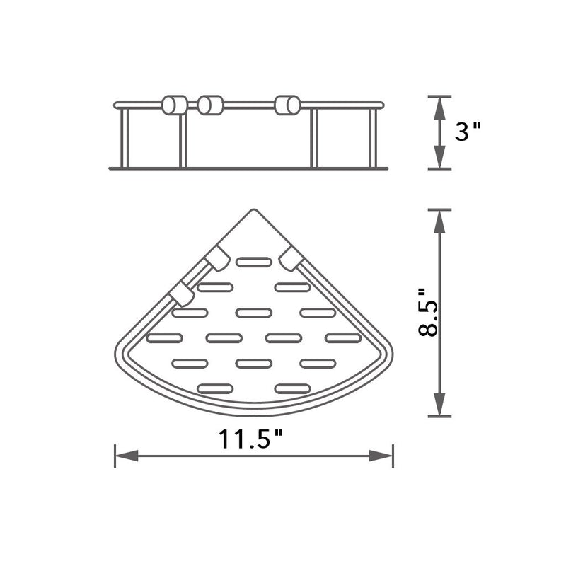 Shower Complements Corner Shower Basket - Wall Mount - 8" Brass/Polished Chrome