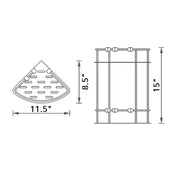 Shower Complements Corner Double Shower Basket - Wall Mount - 8" Brass/Polished Chrome