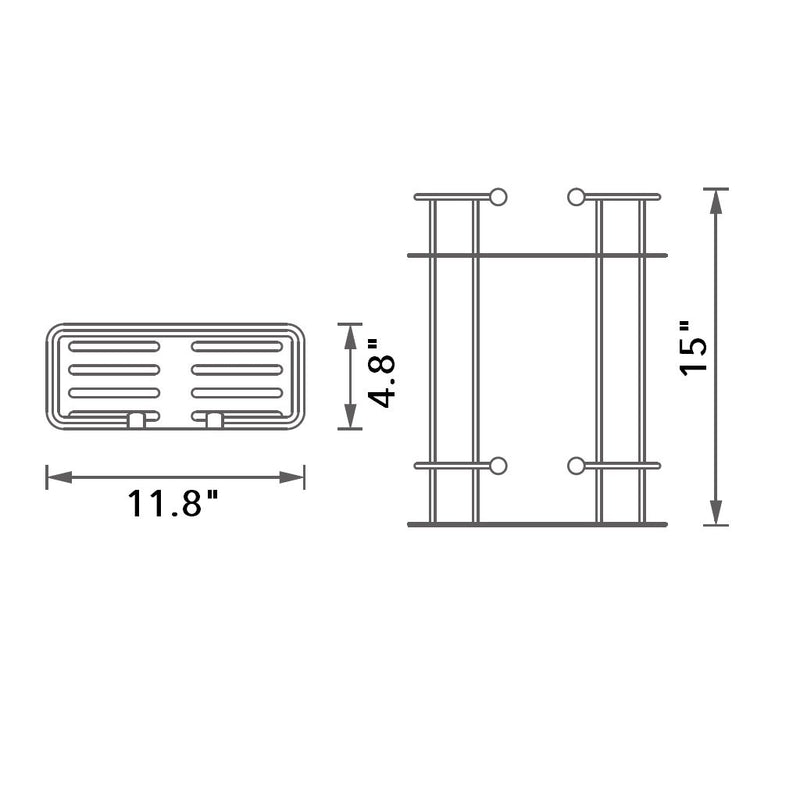Shower Complements Double Shower Basket - Wall Mount - 11" Brass/Polished Chrome