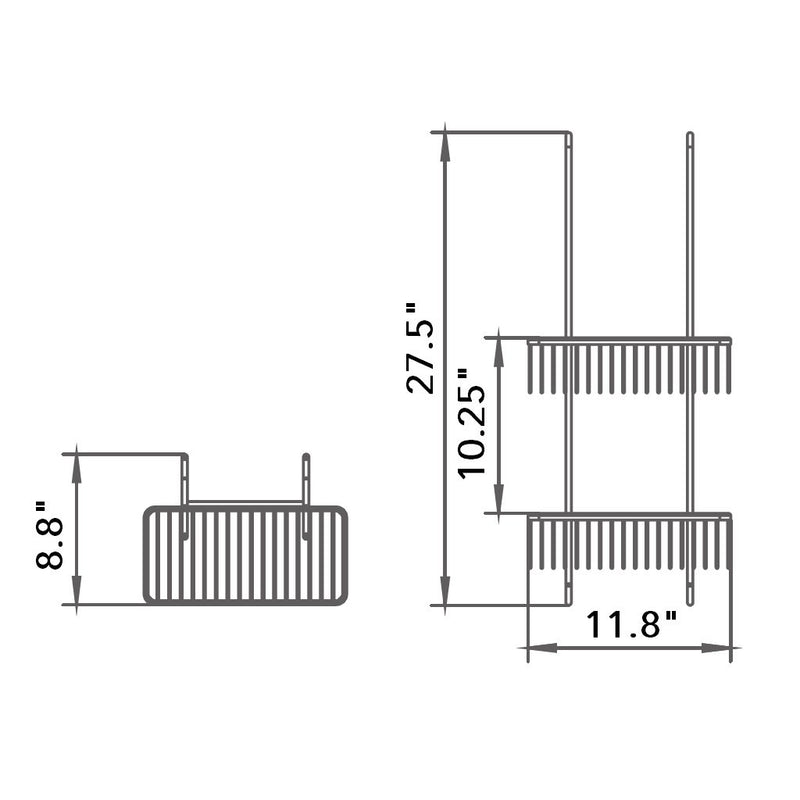 Shower Complements Double Shower Basket - Hang-Up - 12" Brass/Polished Chrome