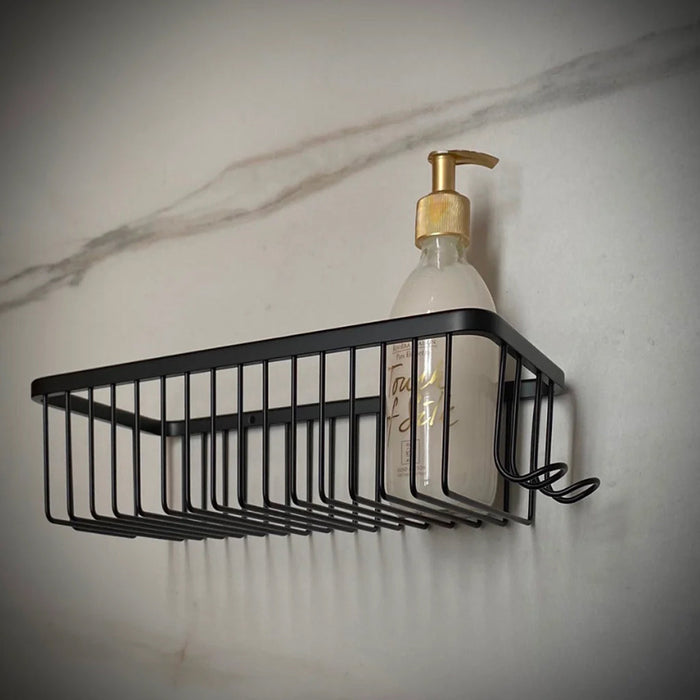 Shower Complements Shower Basket - Wall Mount - 12" Brass/Matt Black