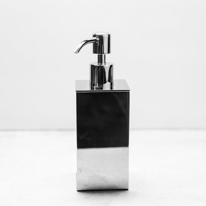 Cubic Soap Dispenser - Free Standing - 7" Brass/Polished Chrome