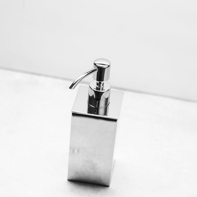 Cubic Soap Dispenser - Free Standing - 7" Brass/Polished Chrome