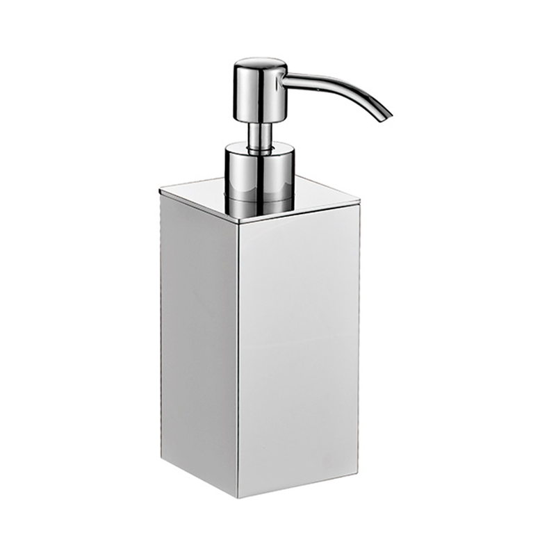 Cubic Soap Dispenser - Free Standing - 7" Brass/Polished Chrome
