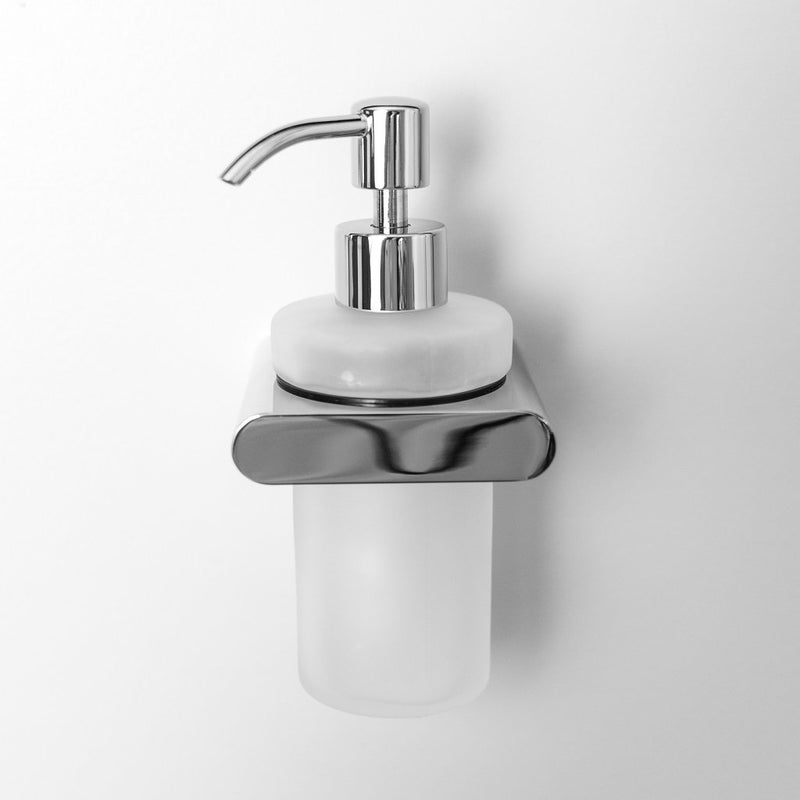 Moon Soap Dispenser - Wall Mount - 3" Brass/Glass/Polished Chrome