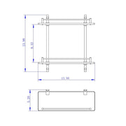 Cubic Double Shower Shelf - Wall Mount - 14" Brass/Glass/Polished Chrome