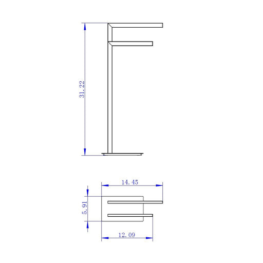 Bathroom Complements Double Towel Bar - Free Standing - 31" Brass/Matt Black