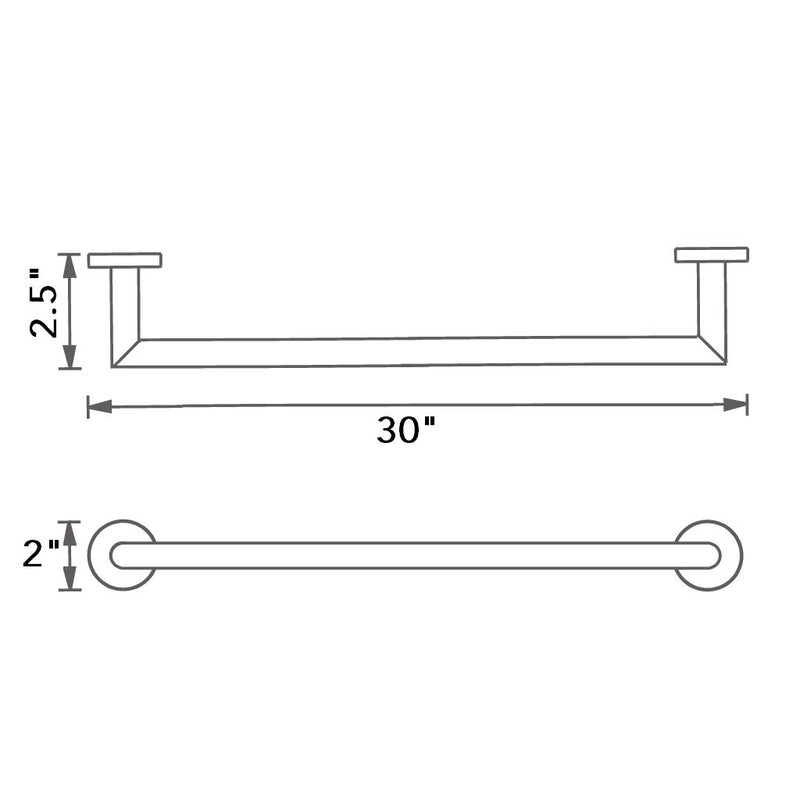 Munich Single Towel Bar - Wall Mount - 30" Brass/Polished Chrome