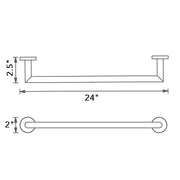 Munich Single Towel Bar - Wall Mount - 24" Brass/Matt Black