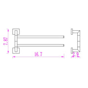 Zurich Double Towel Bar - Wall Mount - 15" Brass/Polished Chrome