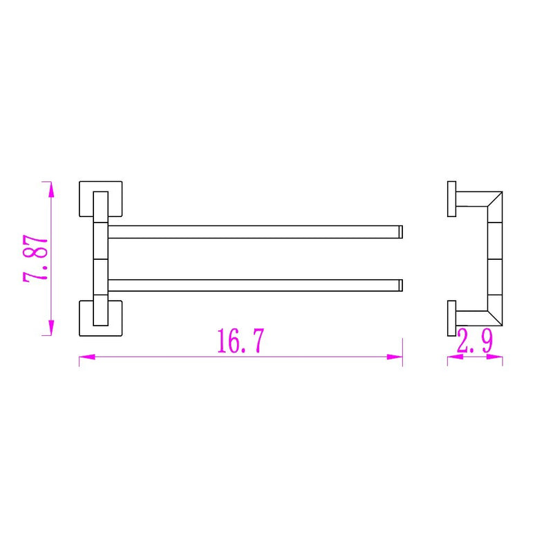 Zurich Double Towel Bar - Wall Mount - 15" Brass/Polished Chrome